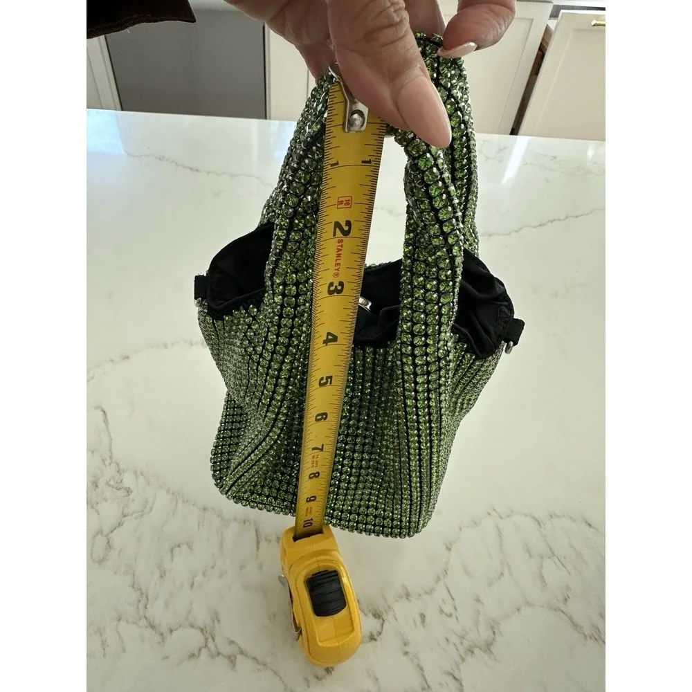 Hand‎ Bag Crystal Bucket In Emerald, Mini Elegant